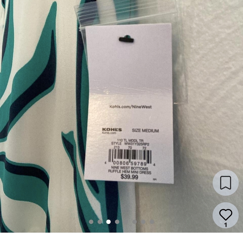 Nine West Green Leaf Print Casual Dress - Picture 5 of 5